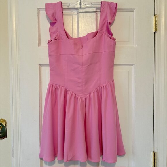 New AMANDA UPRICHARD Pink Holland Dress Flutter Sleeve Size XS NWT - Picture 13 of 16